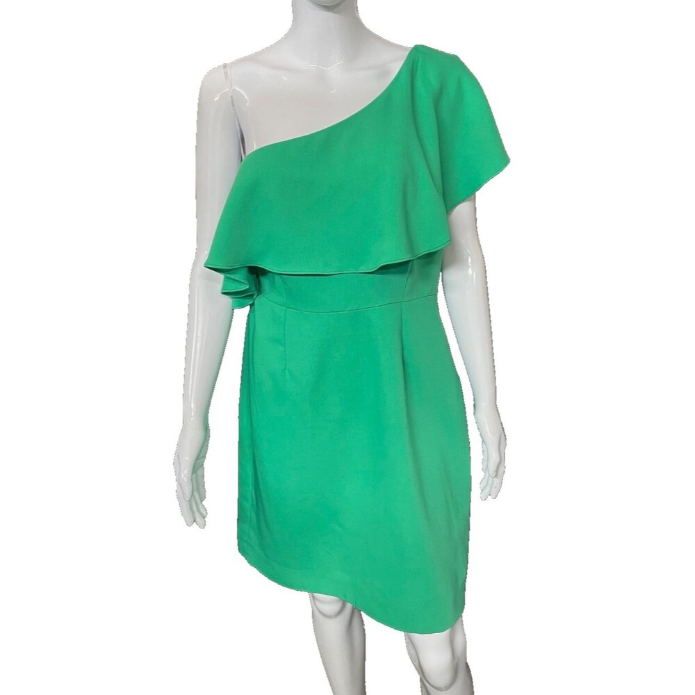 BB Dakota One Shoulder Ruffle Mini Dress Jade Green Sz 10 NWT $158